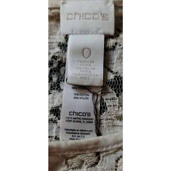 Chico's  Size 0 NWT Women's Lace Textured Layered Shirt Beige Size Small  t2 - Picture 5 of 9